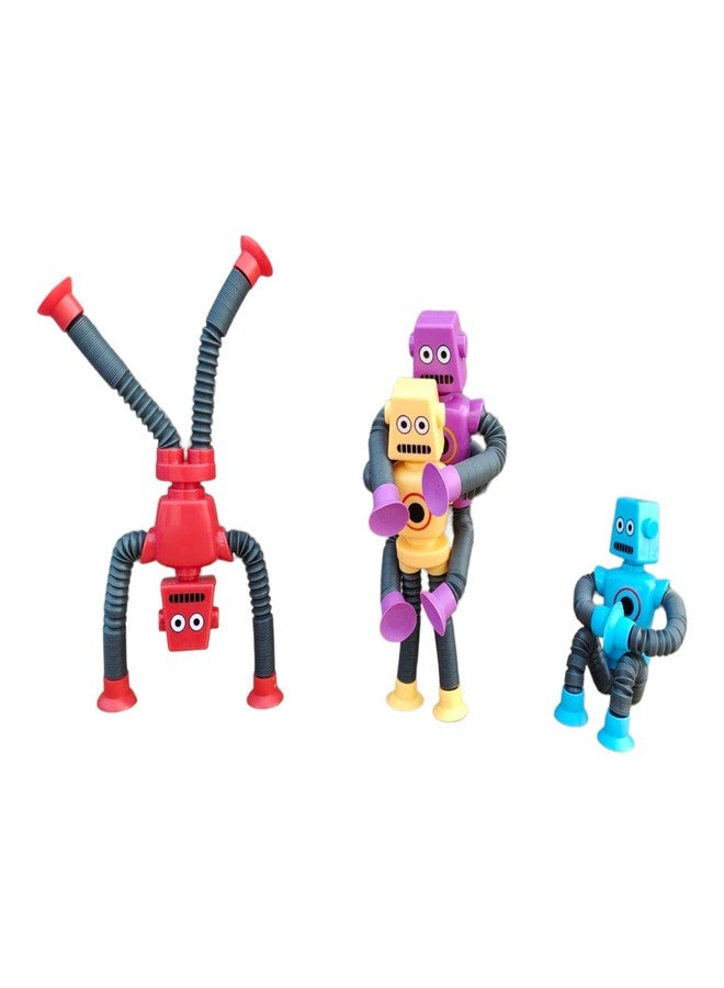 Samip Pop Tubes,Robotics Fidget Tubes Toddler Sensory Toys,Stimulating Creative Gifts,Suction Cup Pop Tube Robot Toy,Autism Sensory Toys,Fidget Toys,Led Robot Giraffe Toy (Pack Of 4,Robot)-Multicolor - Image 1